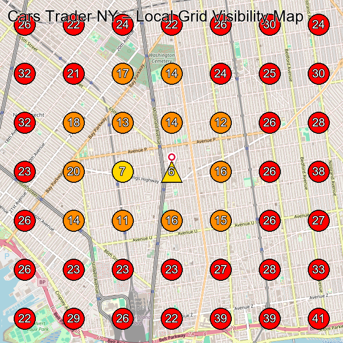 Cars Trader NY GeoGrid visibility map for Iron Works in Brooklyn
